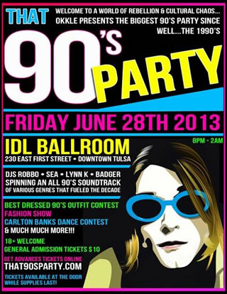 Promo flyer for "That 90's Party ."